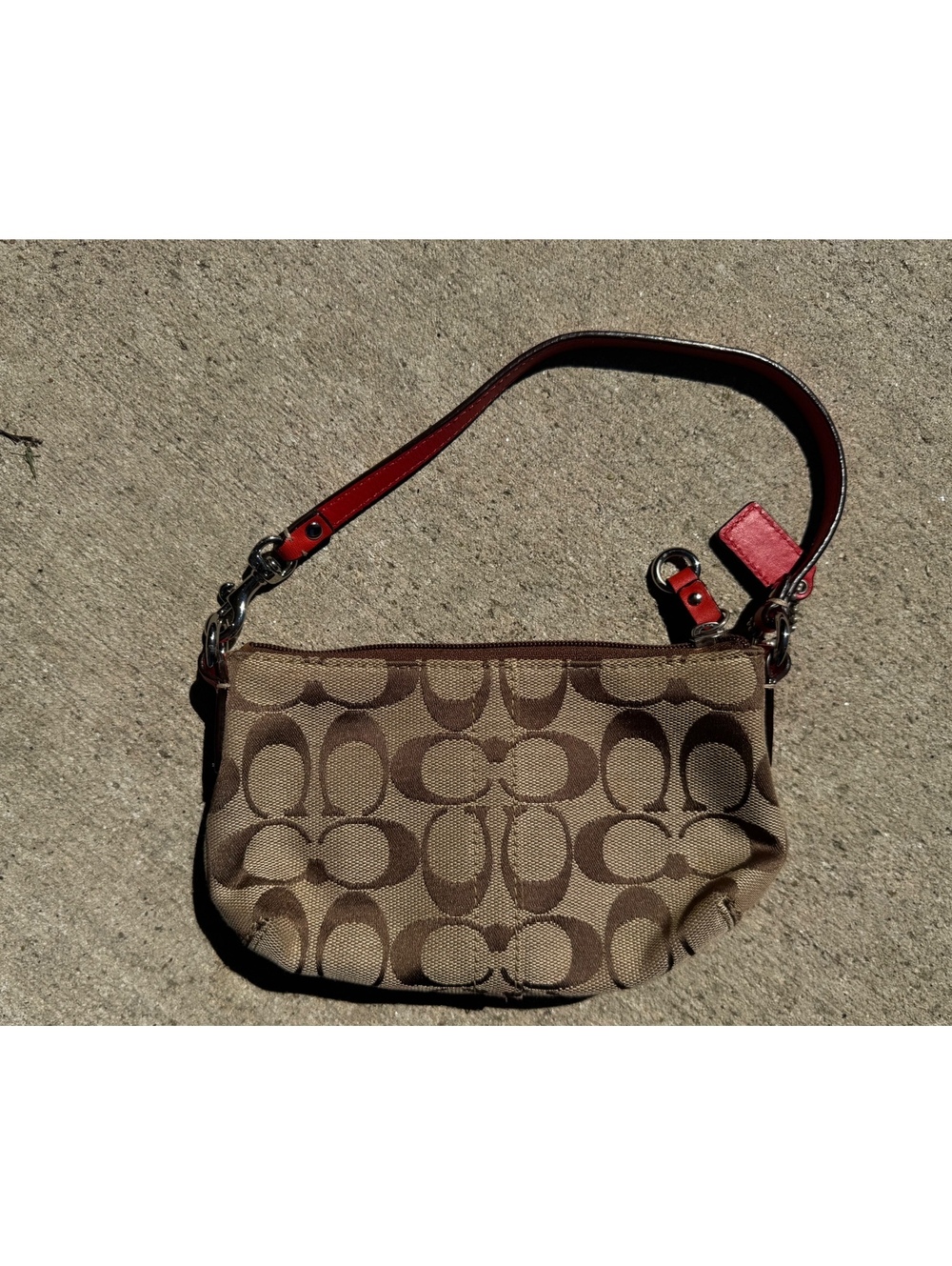 Vintage Coach Brown Red Wristlet